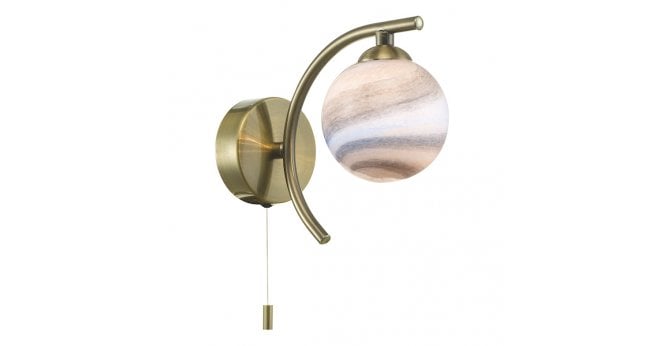 Där Lighting Atiya Wall Light Antique Brass With Planet Style Glass