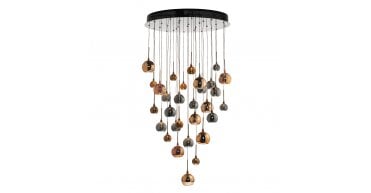 Aurelia 30lt Cluster Pendant Black Chrome & Copper/Bronze Glass 3M Drop