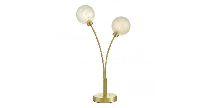 Där Lighting Avari 2 Light Table Lamp Satin Brass Glass