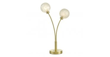 Avari 2 Light Table Lamp Satin Brass Glass