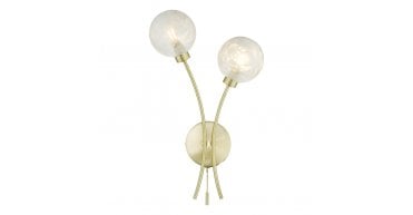 Avari 2 Light Wall Light Satin Brass Glass