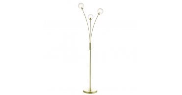 Avari 3 Light Floor Lamp Satin Brass and Frosted Glass