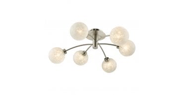 Avari 6 Light Semi Flush Satin Nickel Frosted Glass