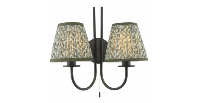 Där Lighting Becca 2 Light Wall Light Matt Black and Green With Shade