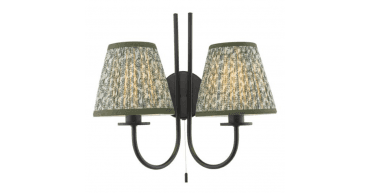 Becca 2 Light Wall Light Matt Black and Green With Shade