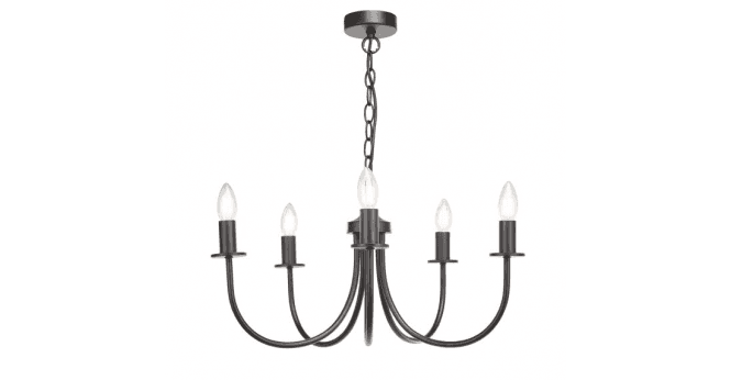 Där Lighting Becca 5 Light Armed Pendant Matt Black Fitting Only