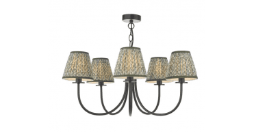 Becca 5 Light Armed Pendant Matt Black With Shade