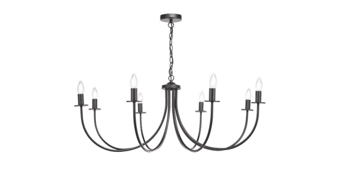 Där Lighting Becca 8 Light Armed Pendant Matt Black Fitting Only