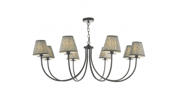 Becca 8 Light Armed Pendant Matt Black With Shade