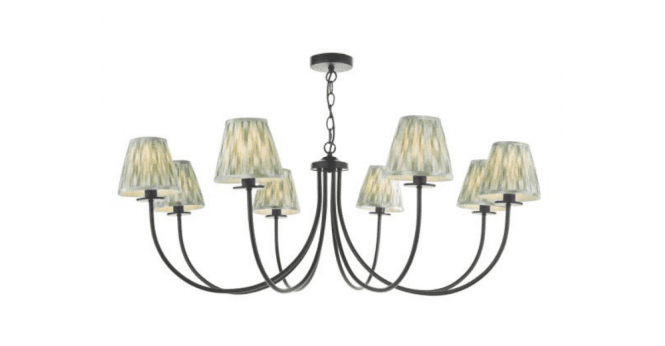 Där Lighting Becca 8 Light Armed Pendant Matt Black With Shade
