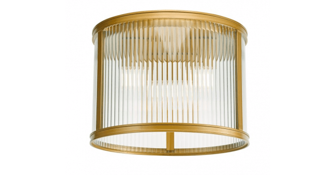 Där Lighting Bianka 3 Light Flush Satin Bronze and Ribbed Glass