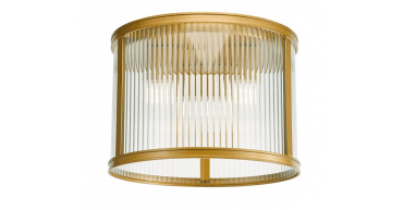 Bianka 3 Light Flush Satin Bronze and Ribbed Glass