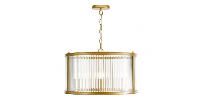 Där Lighting Bianka 3 Light Pendant Satin Bronze and Ribbed Glass