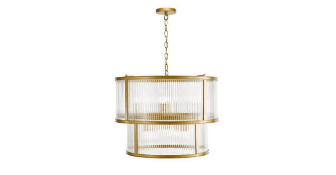 Där Lighting Bianka 6 Light Pendant Satin Bronze and Ribbed Glass