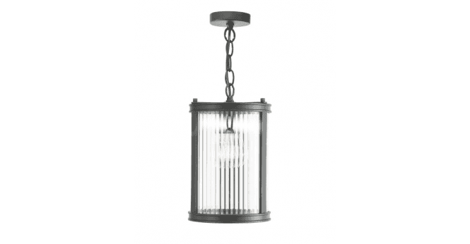 Där Lighting Bianka Pendant Matt Black and Ribbed Glass