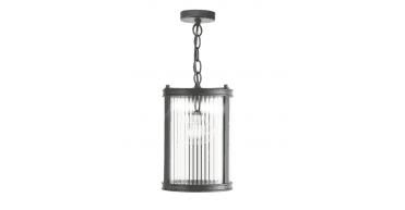 Bianka Pendant Matt Black and Ribbed Glass