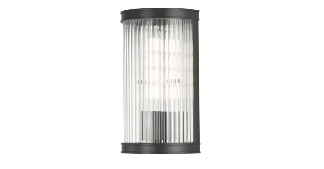 Där Lighting Bianka Wall Light Matt Black and Ribbed Glass