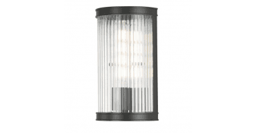 Bianka Wall Light Matt Black and Ribbed Glass