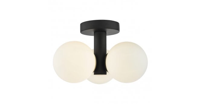 Där Lighting Blake Bathroom 3 Light Semi Flush Matt Black Opal Glass