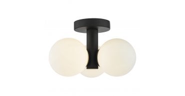 Blake Bathroom 3 Light Semi Flush Matt Black Opal Glass