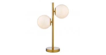 Bombazine 2 Light Table Lamp Natural Brass Opal Glass