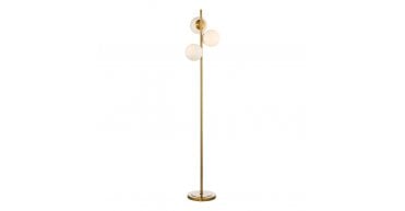 Bombazine 3 Light Floor Lamp Natural Brass and Opal Glass