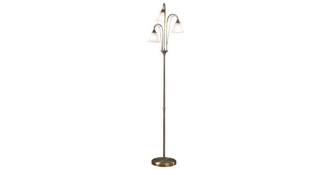 Där Lighting Boston 3 Light Floor Lamp Antique Brass and Opal Glass