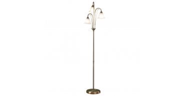 Boston 3 Light Floor Lamp Antique Brass and Opal Glass