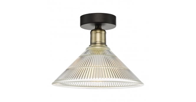 Där Lighting Boyd 1 Light Flush Antique Brass with Glass Shade