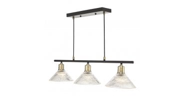 Boyd 3 Light Bar Antique Brass with Glass Shade