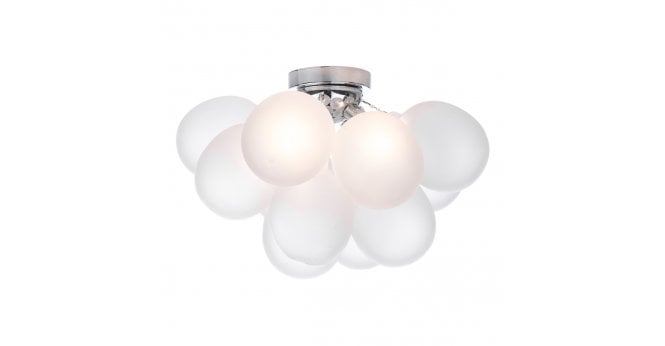 Där Lighting Bubbles 4 Light Flush Polished Chrome Frosted Glass