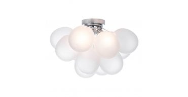 Bubbles 4 Light Flush Polished Chrome Frosted Glass
