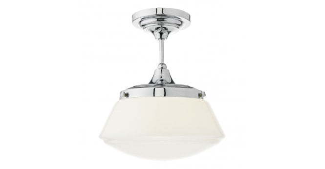 Där Lighting Caden Bathroom Semi Flush Polished Chrome Opal Glass IP44