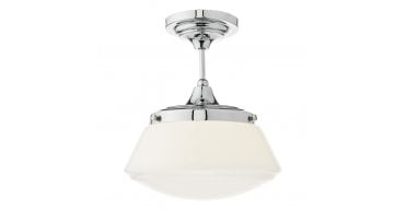 Caden Bathroom Semi Flush Polished Chrome Opal Glass IP44