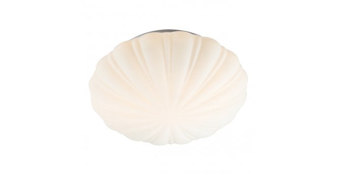Där Lighting Cafe Bathroom Flush Scalloped Opal Glass IP44
