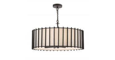 Cagliari 8 Light Pendant Matt Black With Shade