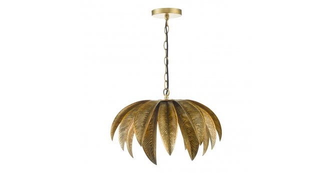 Där Lighting Cara 1 Light Pendant Antique Gold