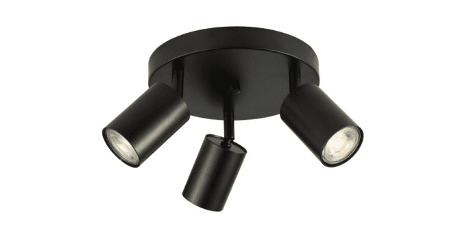 Där Lighting Cawley 3 Light Plate Spotlight Matt Black