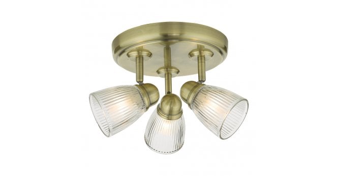 Där Lighting Cedric Bathroom 3 Light Spotlight Antique Brass Glass IP44