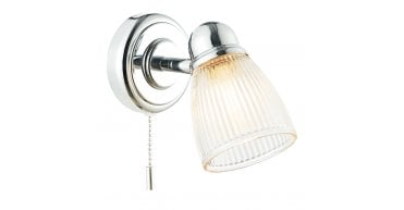 Cedric Bathroom Single Wall Spotlight Polished Chrome Glass IP44
