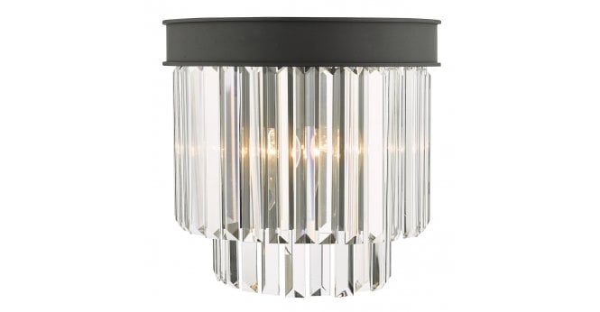 Där Lighting Celeus 2 Light Wall Light Anthracite & Crystal