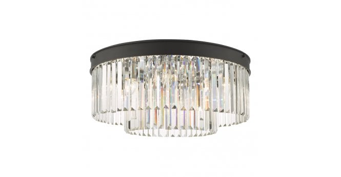 Där Lighting Celeus 6 Light Flush Matt Anthracite & Crystal