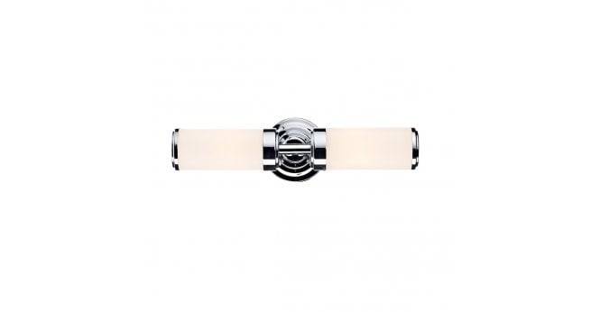 Där Lighting Century Bathroom 2 Light Wall Light Polished Chrome Opal Glass IP44