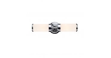 Century Bathroom 2 Light Wall Light Polished Chrome Opal Glass IP44