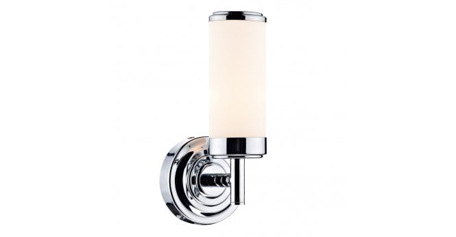 Där Lighting Century Bathroom Wall Light Polished Chrome Opal Glass IP44