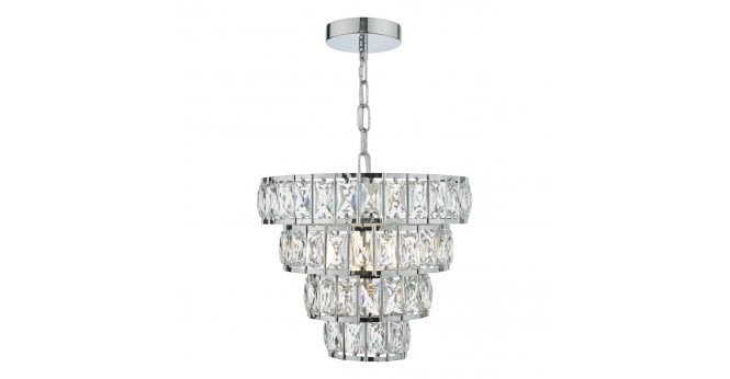 Där Lighting Cerys Single Pendant Polished Chrome and Crystal