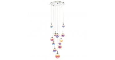 Cesario 12 Light Cluster Pendant Polished Chrome Iridised Glass LED