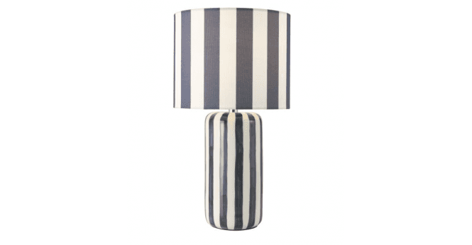 Där Lighting Cicada Table Lamp Blue Ceramic and Polished Chrome With Shade
