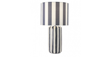 Cicada Table Lamp Blue Ceramic and Polished Chrome With Shade