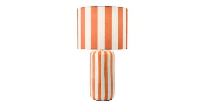Där Lighting Cicada Table Lamp Orange Ceramic and Polished Chrome With Shade